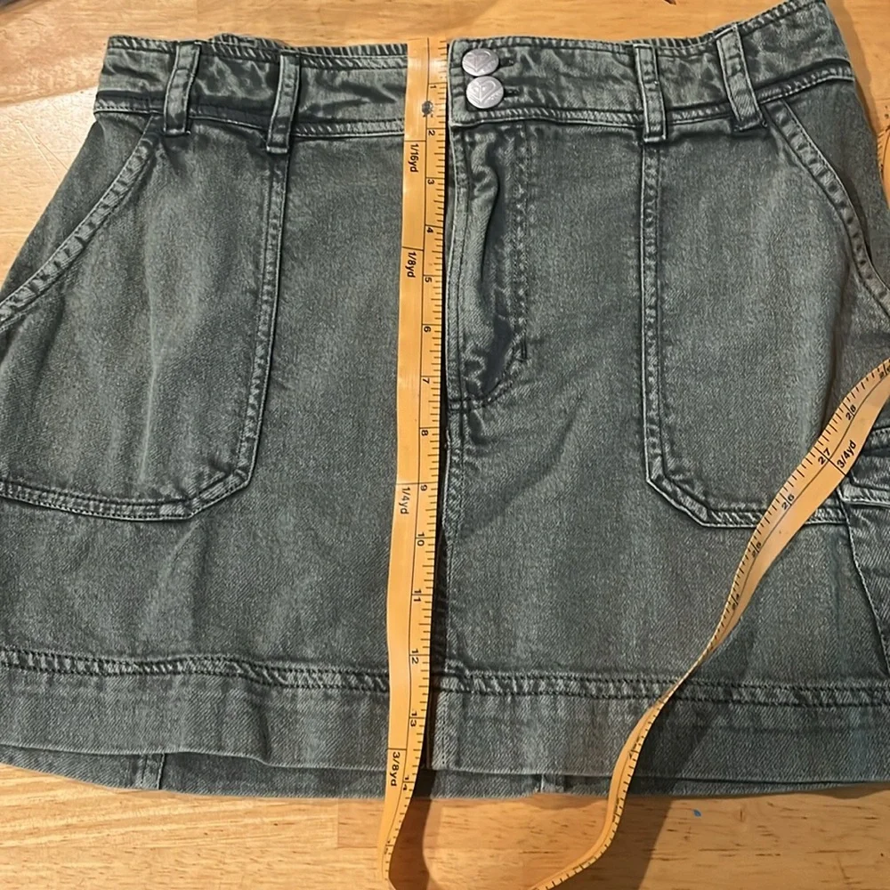 🛍️# 2379 NWT ROXY Cotton Green Jean Mini - Picture 7 of 10